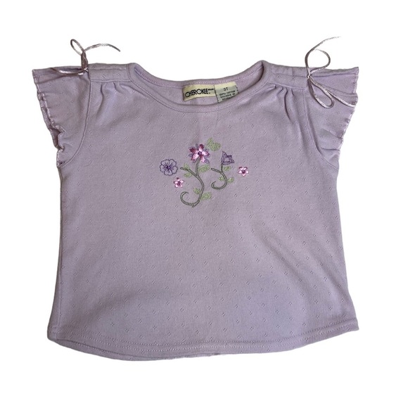 Cherokee Other - Cherokee Purple Short Sleeved Flower Flutter Top